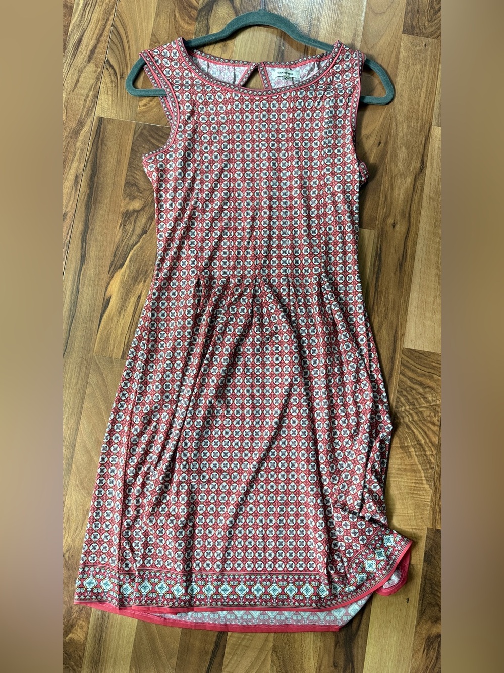 Max Studio Red Printed Sleeveless Casual Dress